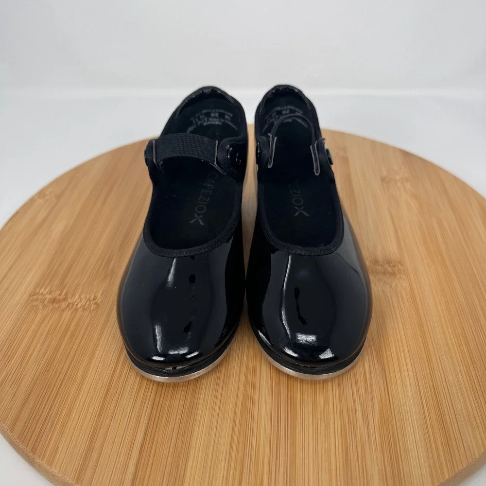 Capezio Black Patent Tap Shoes Kids Size 11 N‎ Toddler Mary Jane Strap
